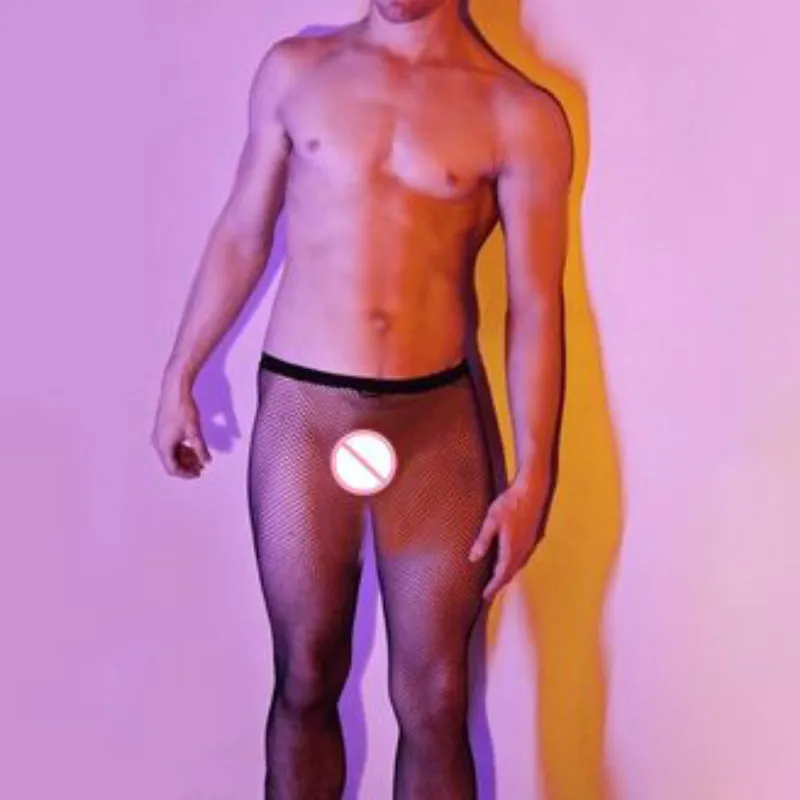 Мужские тонкие дышащие колготки сетчатые для мужчин размера плюс пикантная