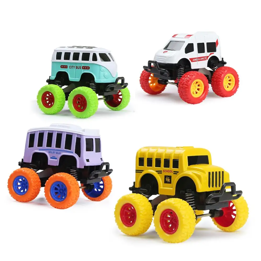 

4 Styles Kid Mini Diecast Bus Toys Simulated School Bus Ambulance Pull Back Function Car Alloy Metal Model Children Xmas Gifts