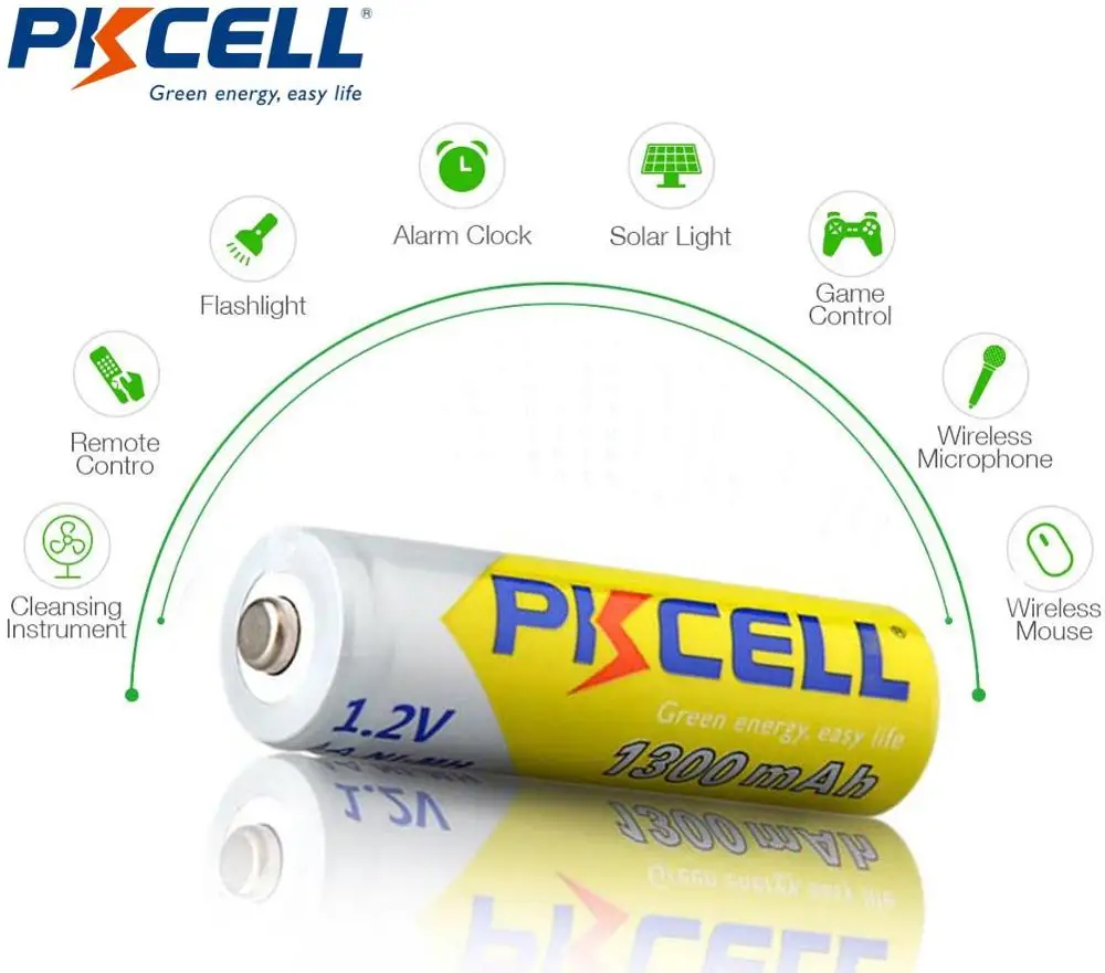 8 шт PKCELL 1 2 V AA NIMH аккумуляторная батарея 1300 mah для фонарика с двумя коробками в