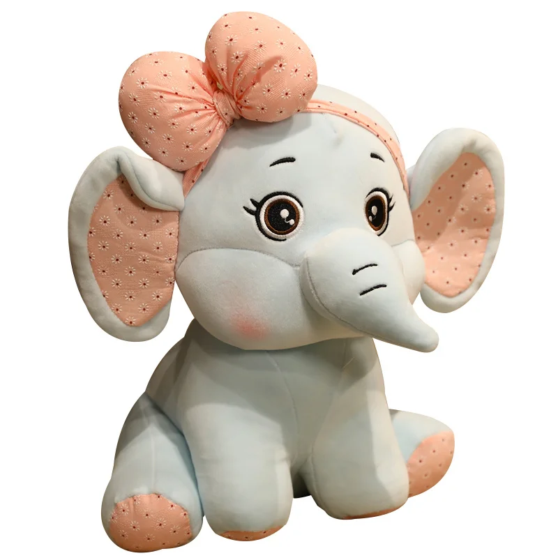 

1pc 25-45cm cute pink blue bow elephant plush doll kawaii animal toy kids and girls holiday gifts