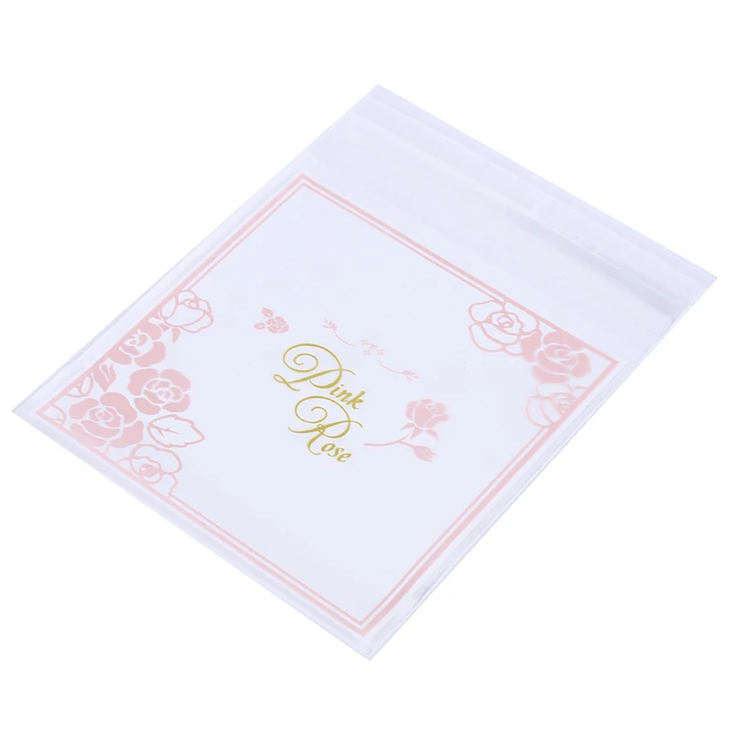 100 шт./упак. прозрачная простая самоклеящаяся сумка для мыла розовая роза кружево