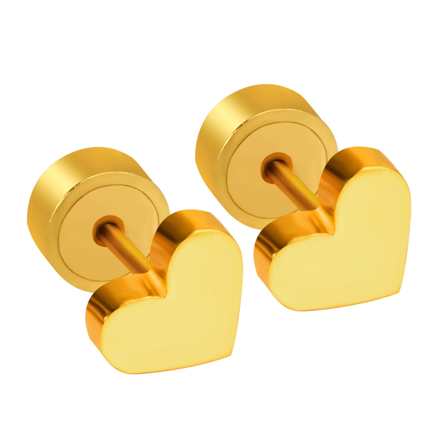 

LUXUSTEEL Trendy Style Stainless Steel Earrings Heart Shape Gold Color Anti-allergy Ladies Small Ear Studs Party Jewelry