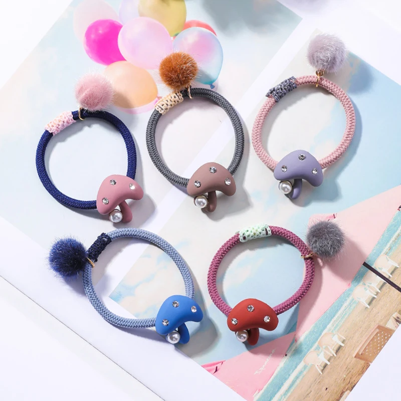 2018 милый помпон искусственный жемчуг горный хрусталь Грибная веревка для волос