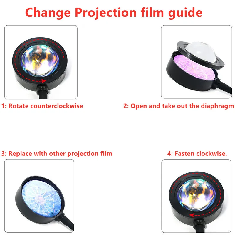 USB проектор с радужным закатом красный светодиодный ночник проекционный