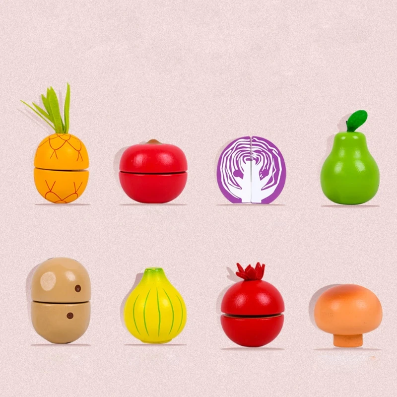 

Деревянные игрушки для ролевых фруктов и овощей, имитация кухни, косплей Монтессори, Детские Игрушки для раннего развития