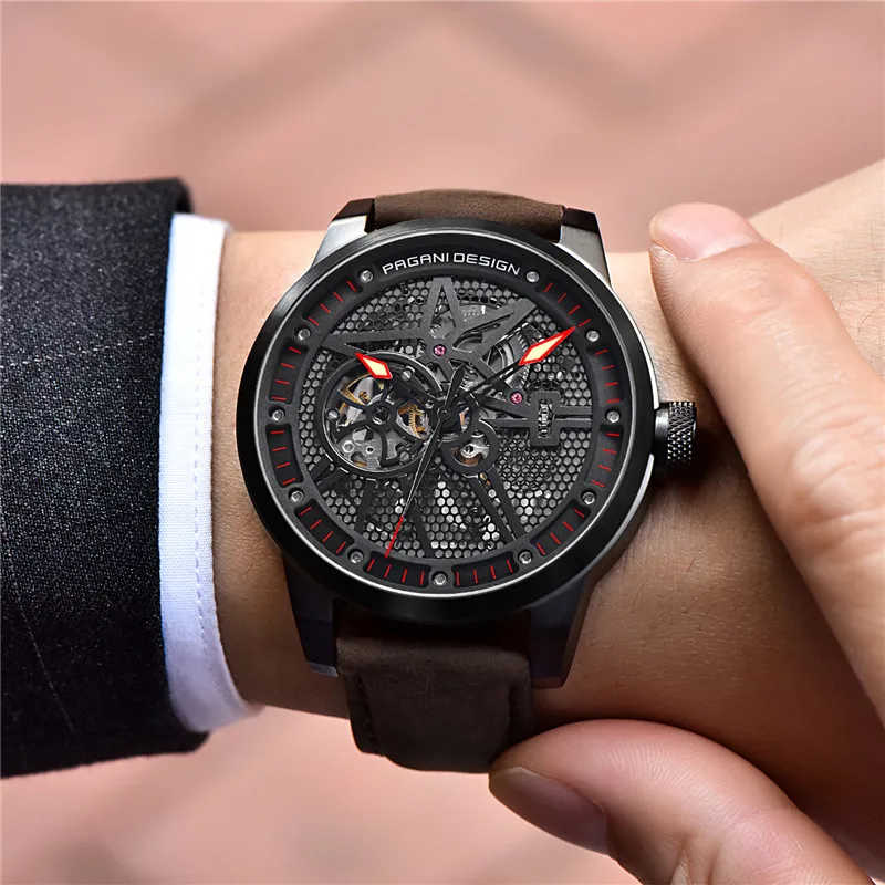 

PAGANI DESIGN Fashion Luxury Brand Leather Tourbillon Mens Watches Automatic Male Mechanical Leather Watch Men Relogio Masculino