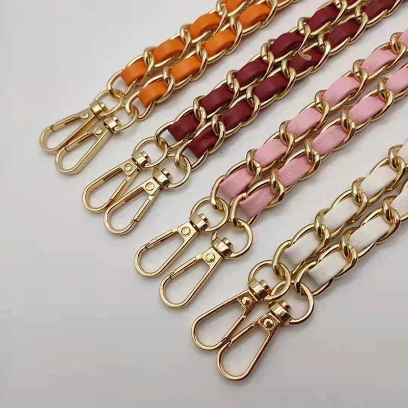 

110cm PU Leather Purse Handle Replacement Metal Gold Chain Shoulder Crossbody Bag Chain Straps Bag Accessories Shoulder Strap