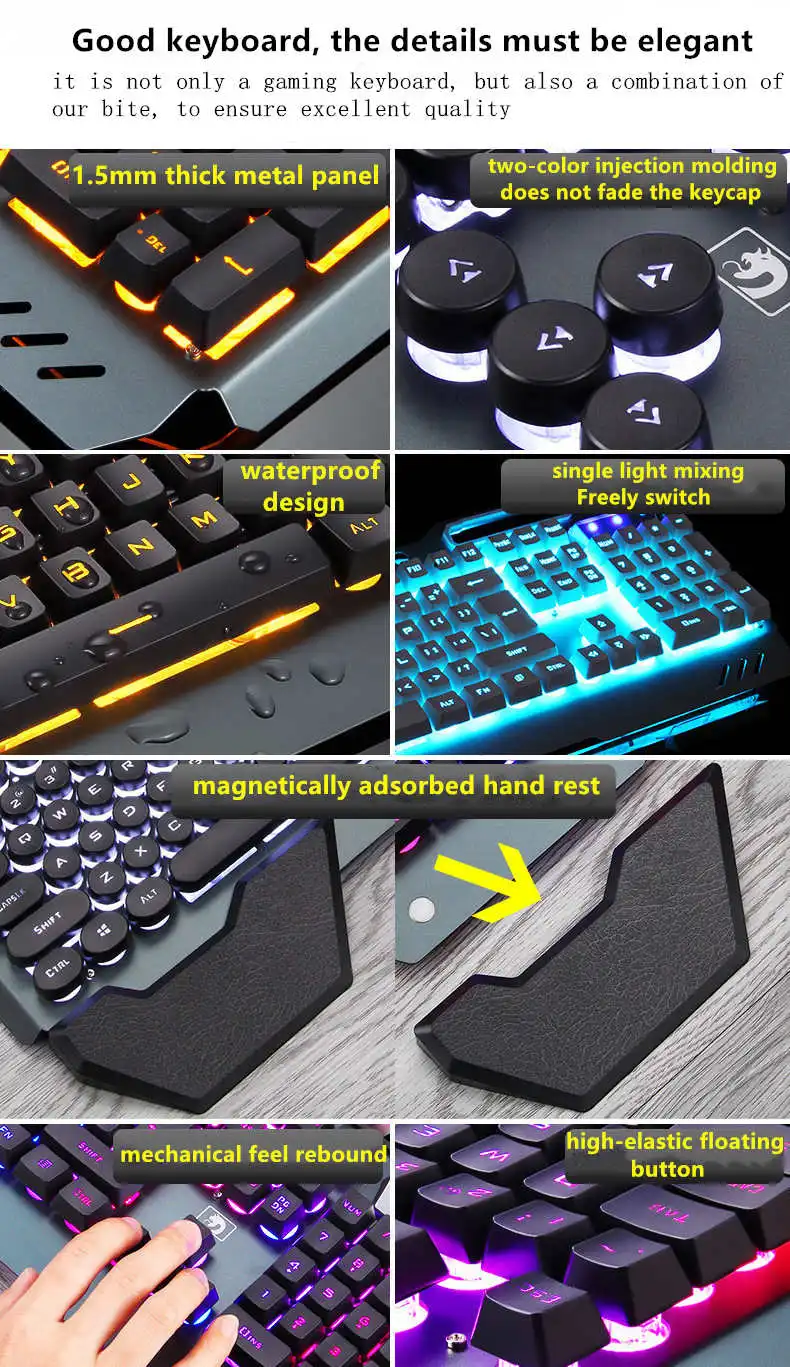 Игровая механическая клавиатура с мышью Проводная RGB подсветка геймерская для