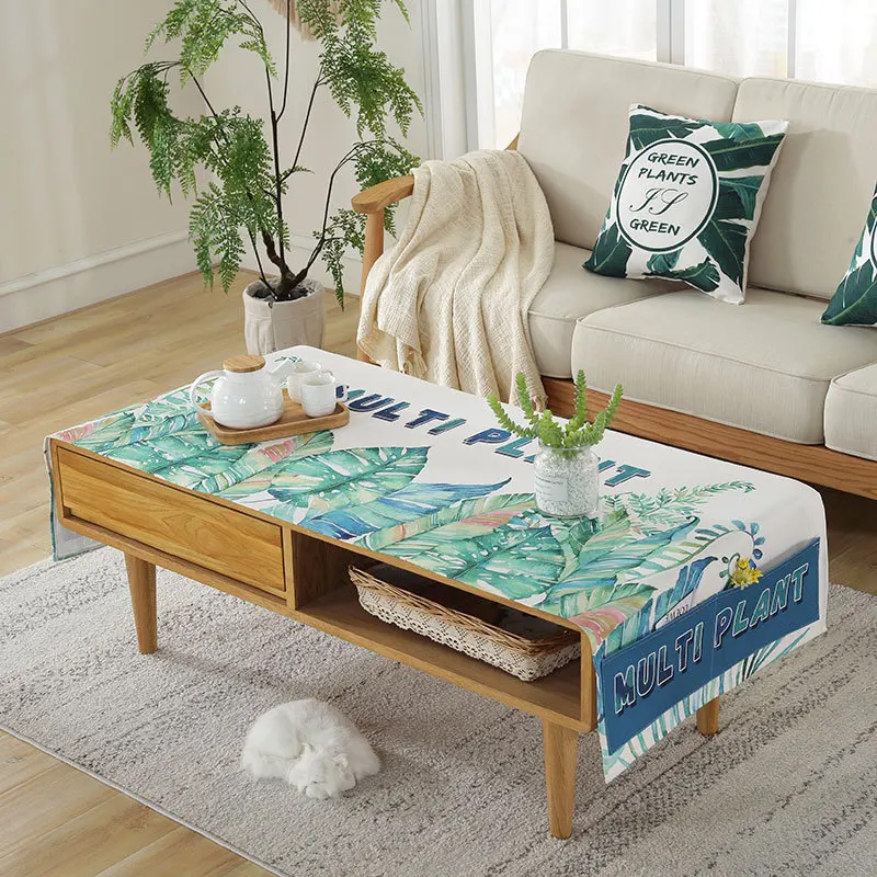 Водонепроницаемая кофейная скатерть с европейскими листьями прямоугольная в