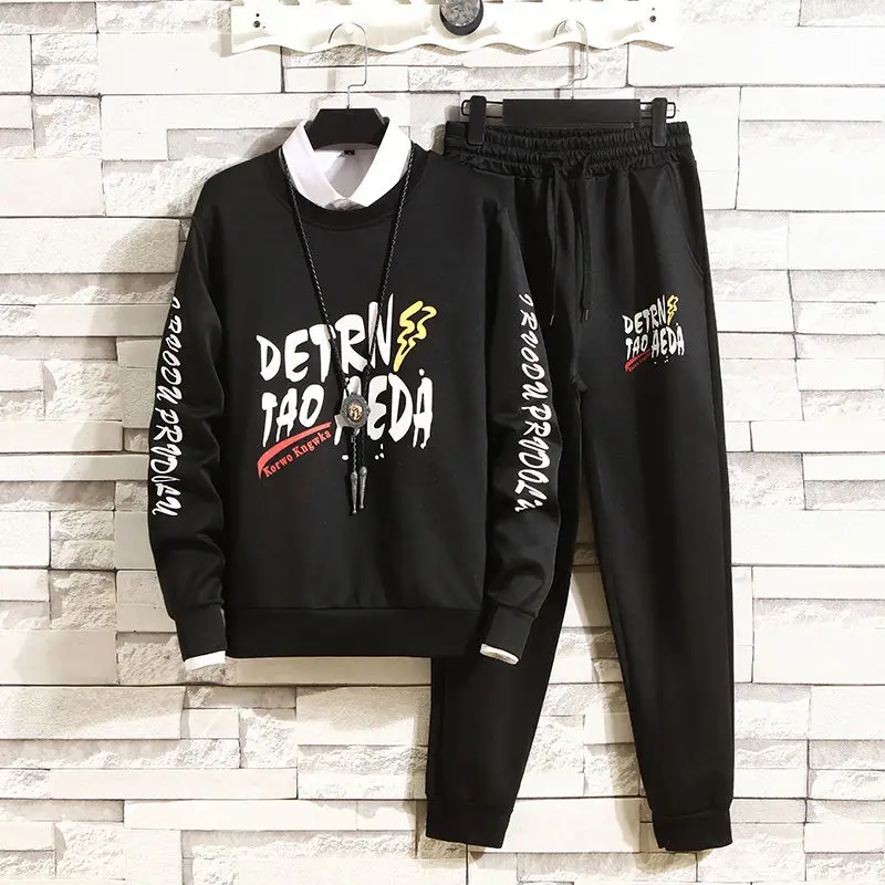 Мужской Бархатный спортивный костюм повседневный плотный из двух предметов с