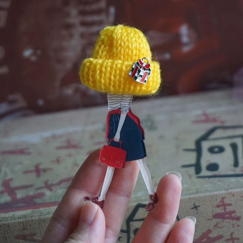 

Woman Lady Brooch Cute Brooch Cool Wool Hat Girls Models Acrylic Brooches Pins Lovely Badges Collar Jewellery Accessories Gift
