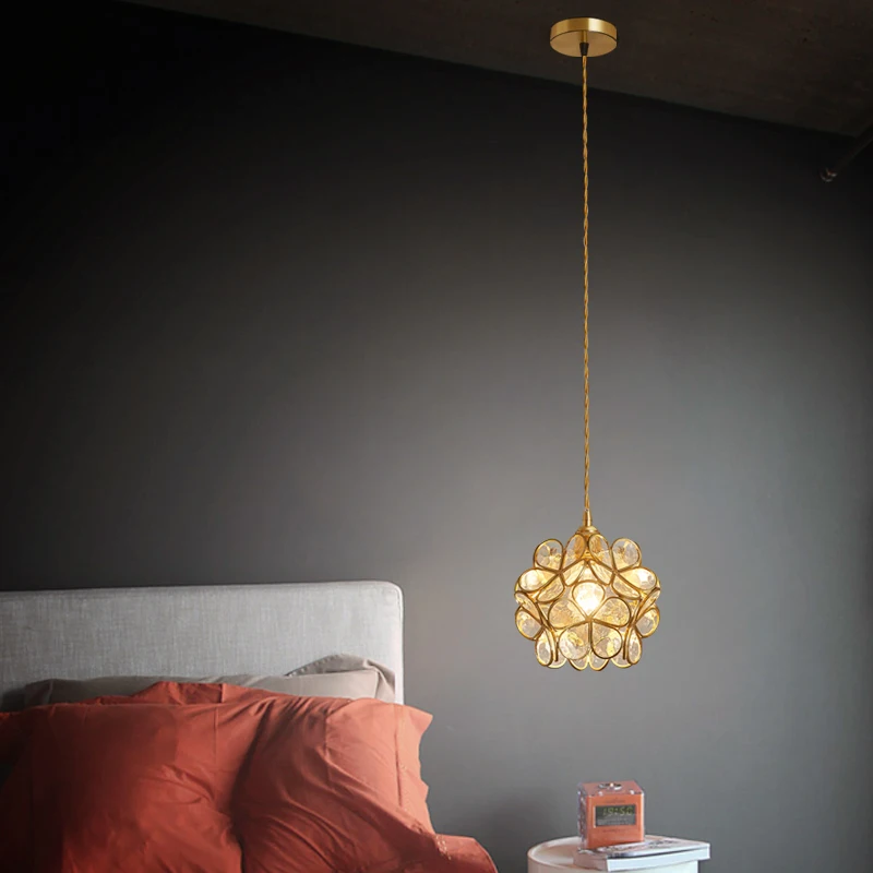 Mini lampe suspendue en verre doré E27, design moderne, luminaire décoratif d'intérieur, idéal pour un Loft, une chambre à coucher, une cuisine ou un bureau