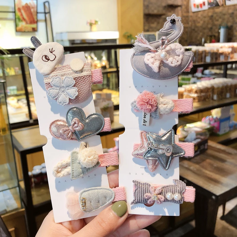 Детские заколки для волос 6 шт./компл. с розовыми кружевными шариками изысканные