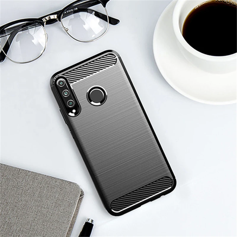 

For Huawei Honor 9C Case Rubber Bumper Silicone Anti-knock Carbon Fiber Cover For Honor 9C Phone Case For Honor 10X Lite Case