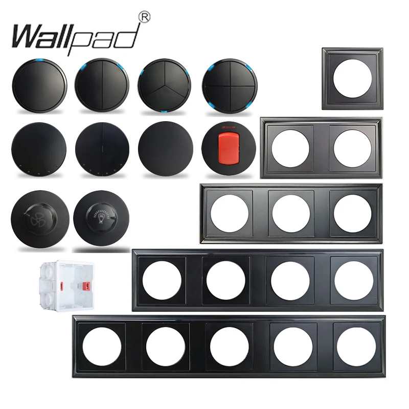 

Wallpad L6 Black 1 2 3 4 Gang Intermediate Wall Switch Motion Body Sensor Step Light Cooker Unit P70 Plastic Free Combination