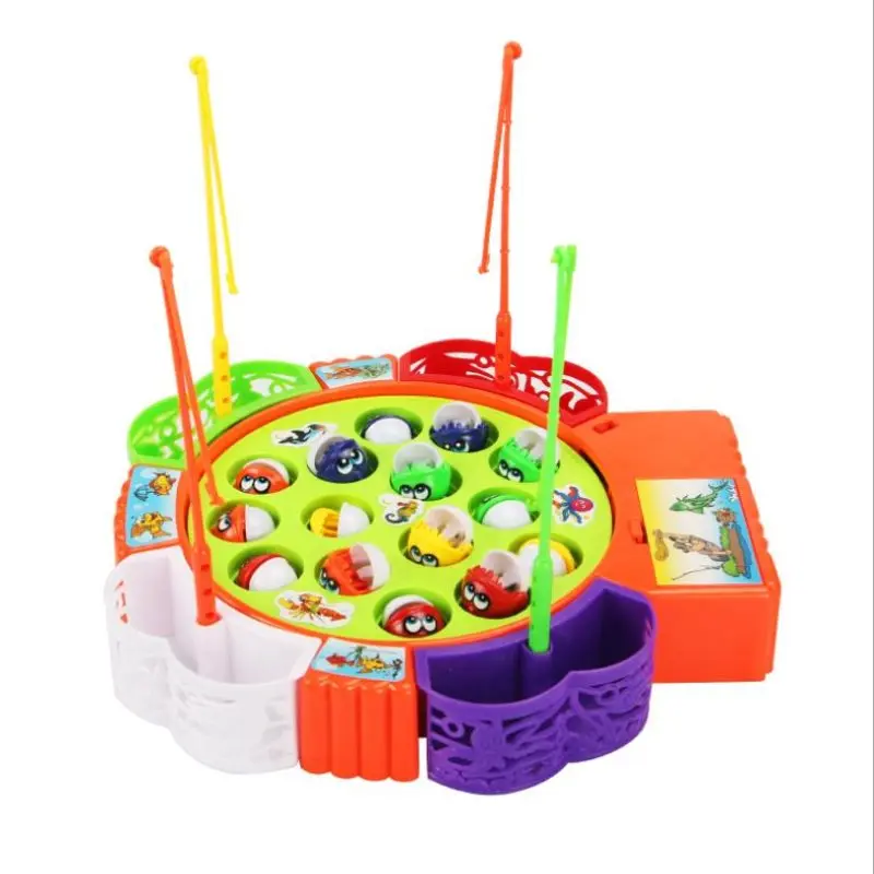 

Play Fish Game Magnetic Fish Outdoor Sports Educational Toys For Boys Girls Electric Musical Rotating Fishing Toy Children