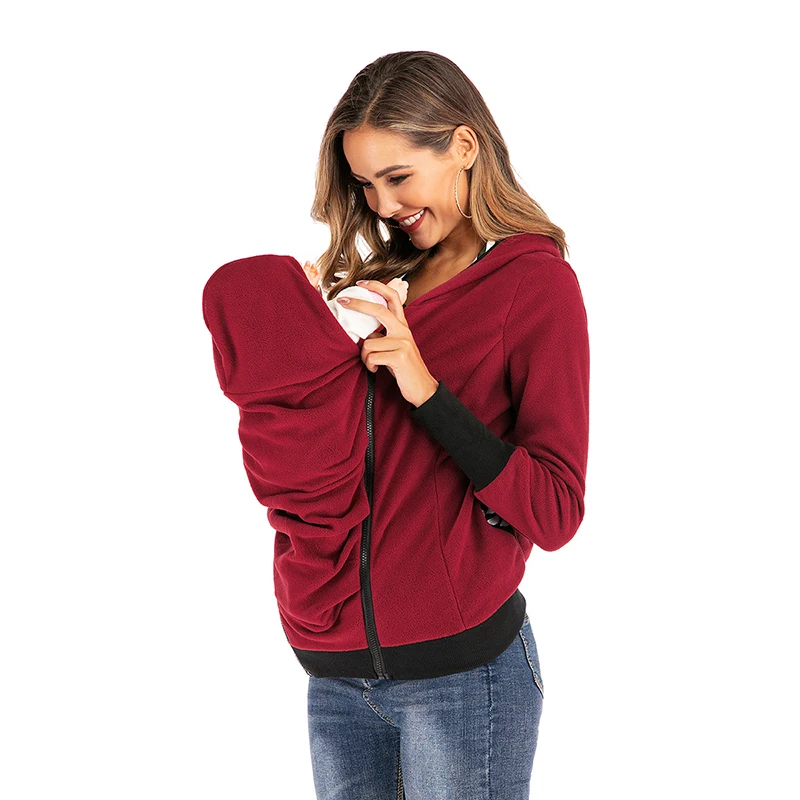 2021 New Maternity Hooded Kangaroo Pregnant Women Baby Carrier Jacket Outerwear Coat Hoodies with Baby Carrier Thicken Clothes