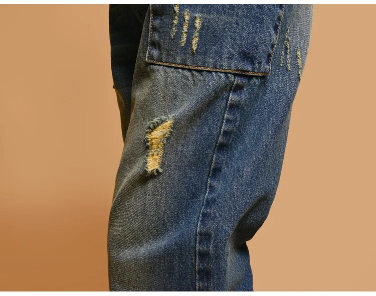 Hole cotton jeans autumn and winter Fashion casual plus size female women girls loose clothing