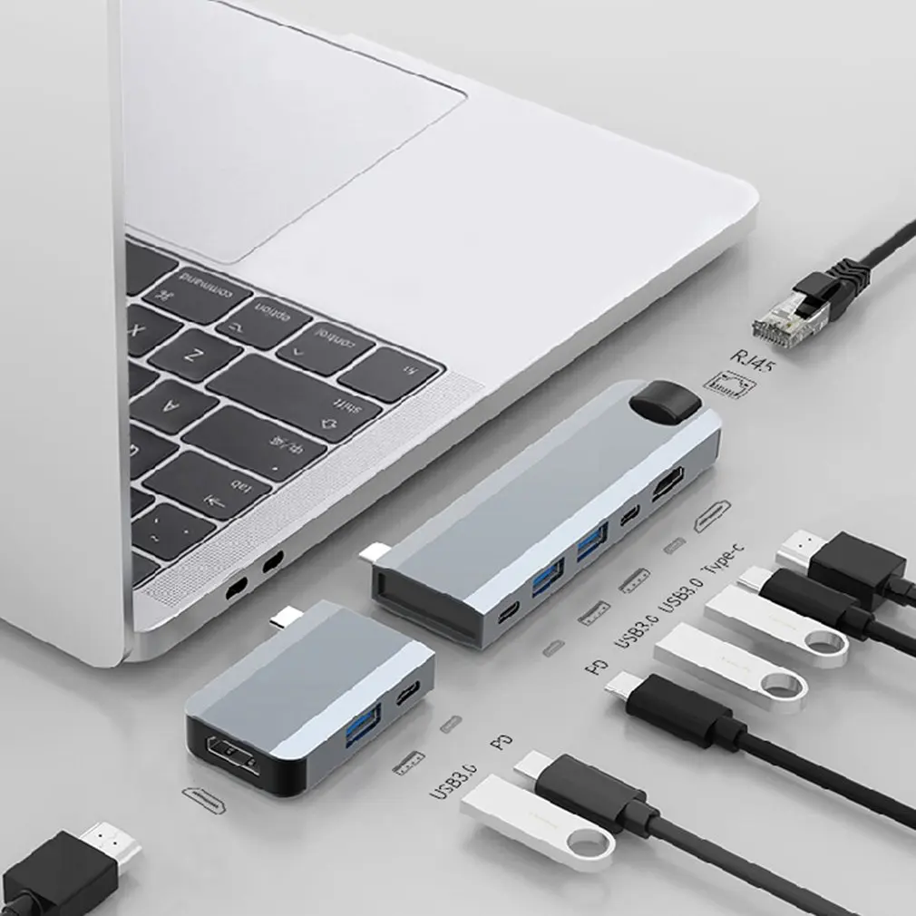

Magnetic 9 In 1 USB C Hub Type-C To 4K 2*HDMI-Conpatible RJ45/3*USB 3.0/USB-C/2*PD Type C Splitter Docking Station