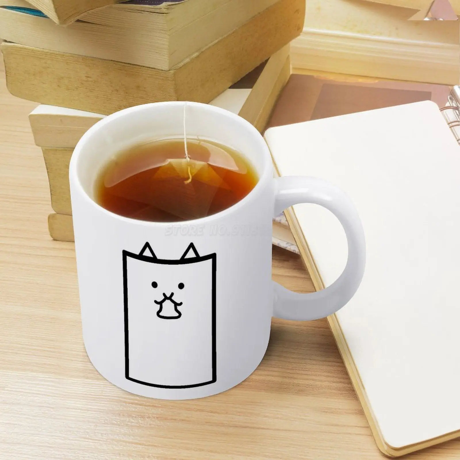 Белая кружка с кошкой на стену керамическая чайная чашка 11 унций кофейная