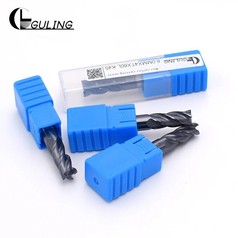 

GULING 45° solid TIALN carbide end mill 4 flutes square end mills HRC45 1MM 1.5MM 2MM 2.5MM 3MM 4MM 5MM 6MM 8MM 10MM 12MM