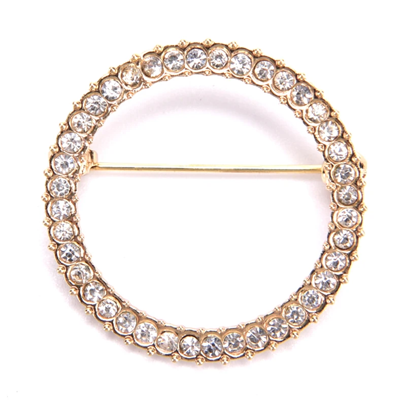 Женская ажурная брошь Стразы с цирконом зажим для шарфов шали модная круглая