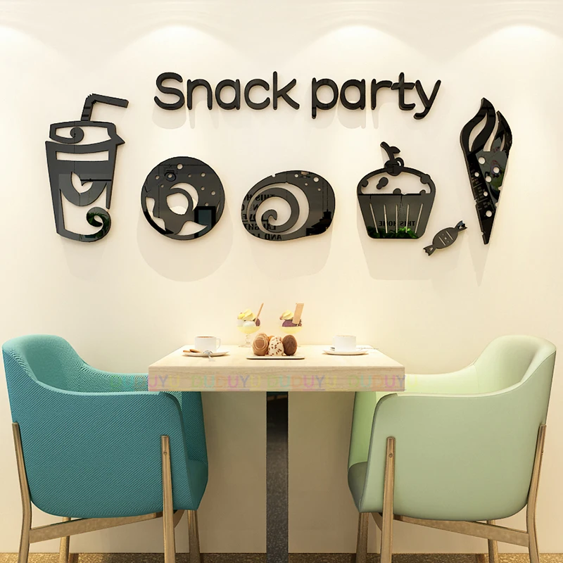 Мультяшные кухонные 3D наклейки на стену с едой нордическая простая посуда