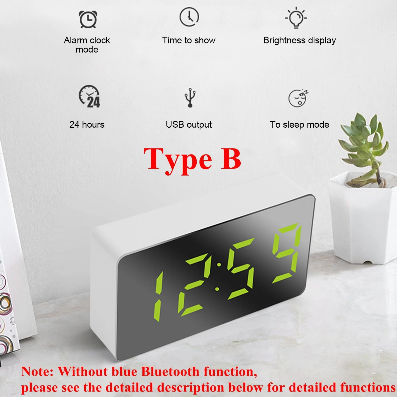 Светодиодный зеркальный цифровой будильник беспроводной Bluetooth-динамик Mp3 Fm-радио