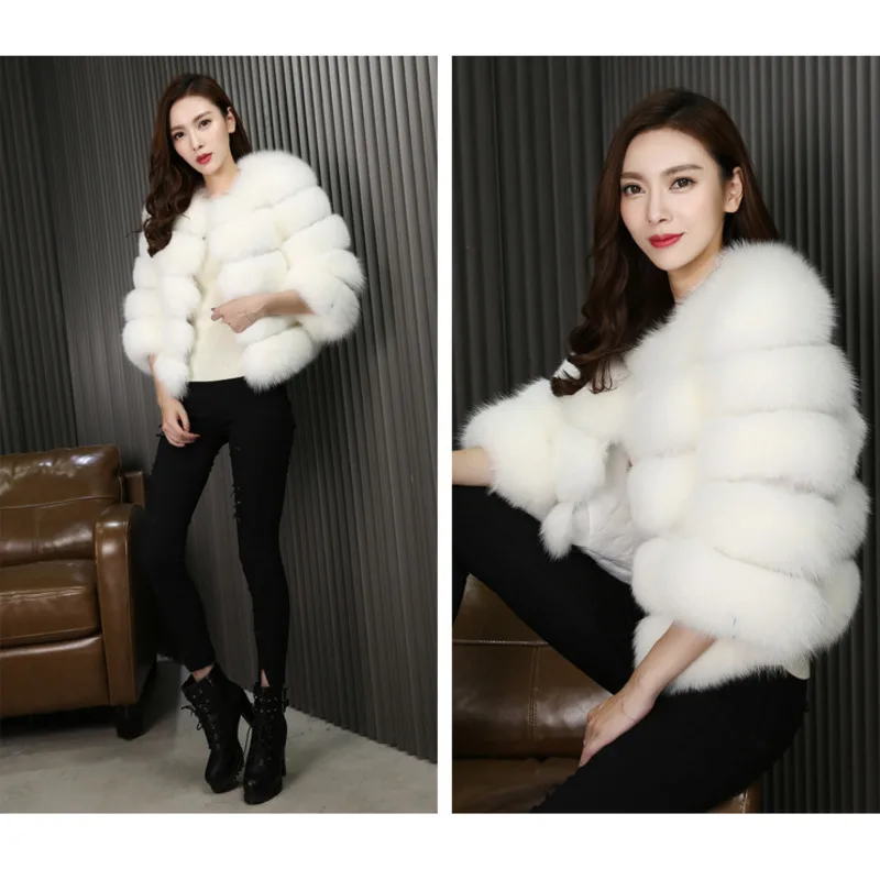 Fashion Winter Warm Women Coat Fox Fur Coat Fox Fur Jacket Thick Warm Slim Short Jackets Parkas Femme Clothing Jaqueta Chaquetas