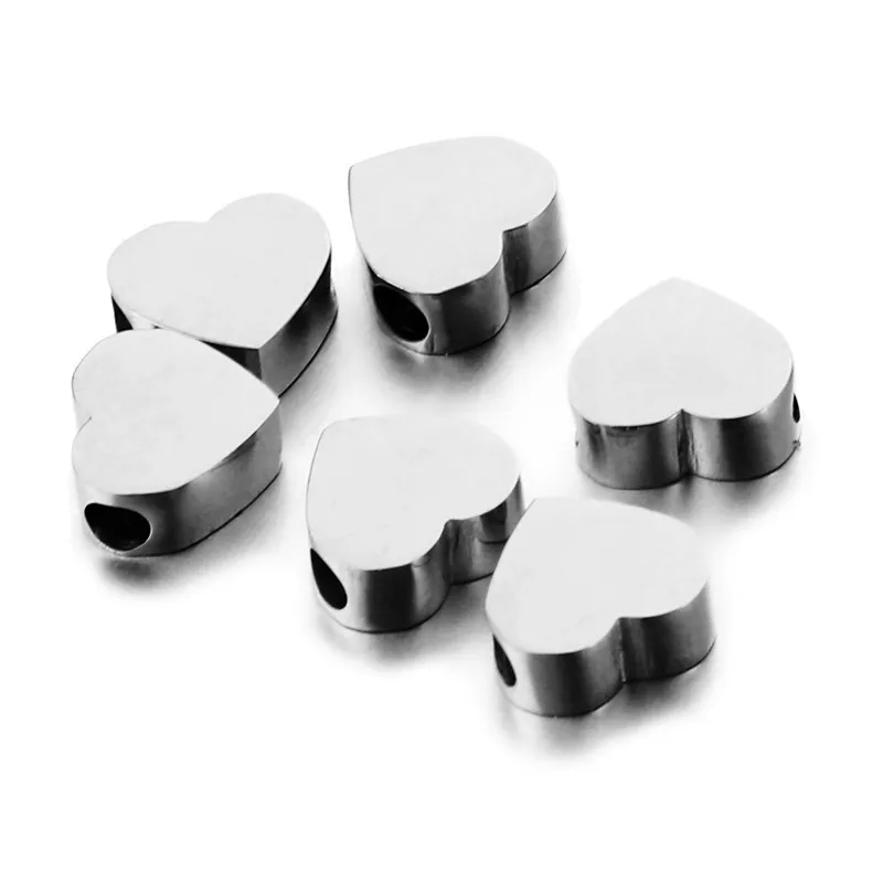 7*6 мм DIY пробуренные бусины из нержавеющей стали горка Персиковое сердце Шарм с