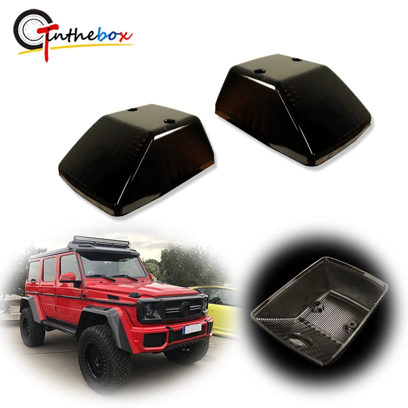 Gtinthebox Gloss Black Front Turn Signal Light Cover Shells For 1986-2018 Mercedes Benz W463 G-Class G500 G550 G55 G63 G65 etc