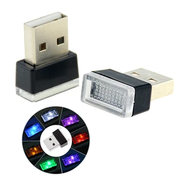 Mini USB Light LED Modeling Car Ambient Light Neon Interior Light Car Jewelry (7 kinds of light colors) 1