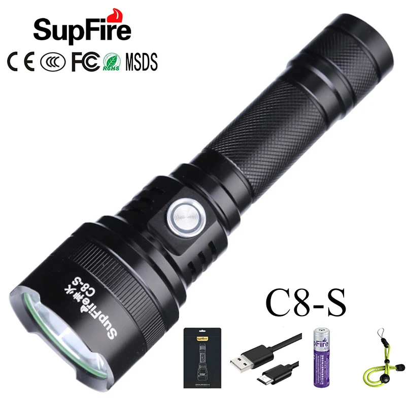 Supfire C8 S SST40 самый мощный светодиодный светильник фонарь USB Магнитный Linterna 18650