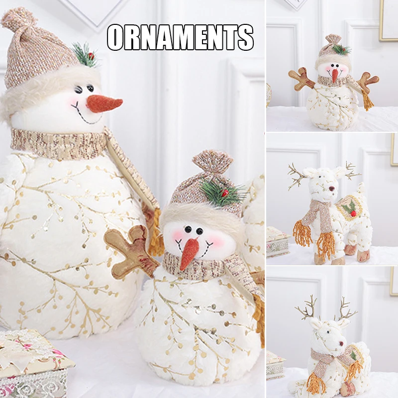 

New Christmas Doll Fuzzy Stuffed Cartoon Snowman/Elk Plush Toy Pacify Doll Bedside Cushion Seasonal Xmas Gift for Kids Christmas