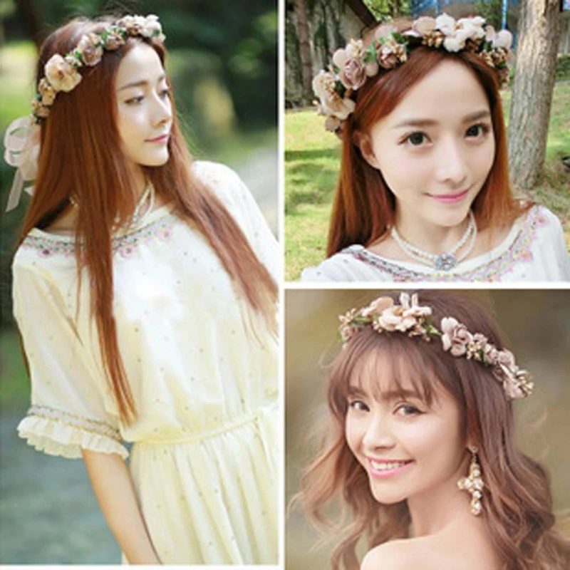 

Fashion Women Wedding Flower Hair Garland Crown Headband Floral Wreath Hairband HX6F