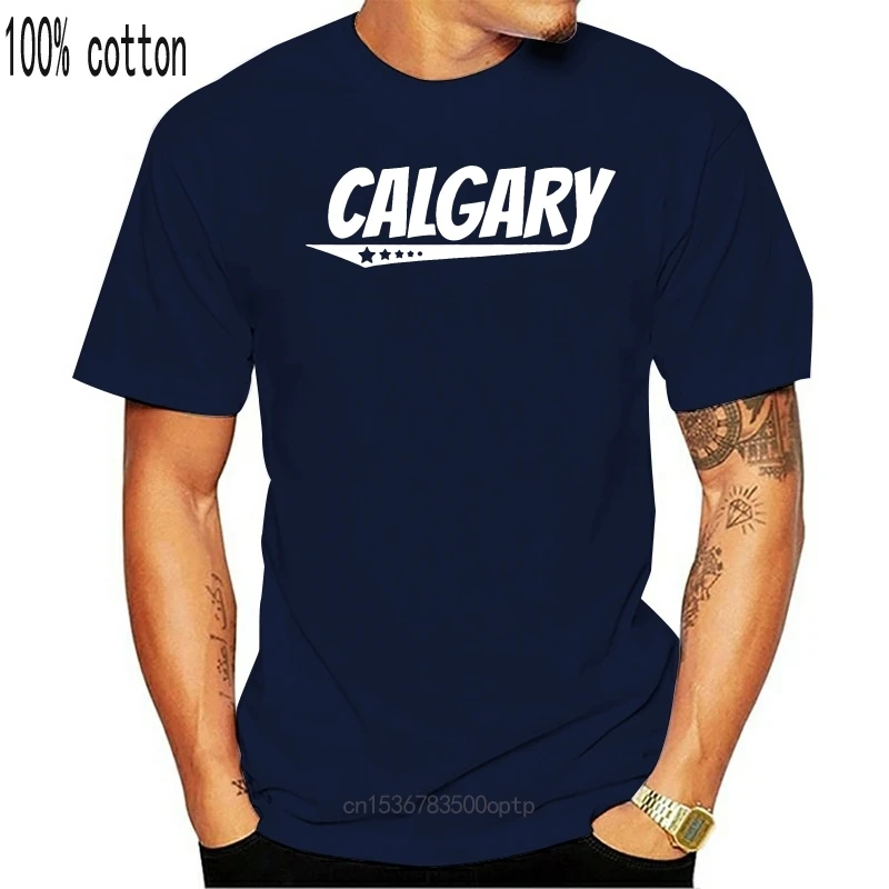 

New 2021 Style Customized Calgary Retro Comic Book Style Logo T-Shirt Cotton Crew Neck Harajuku Men's Tshirts Camisas Shirt