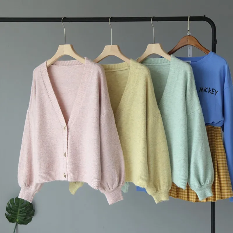 2019 однобортный вязаный кардиган с v-образным вырезом для женщин уличная зимняя