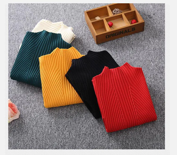 Платье-свитер с высоким воротником для девочек-подростков весна-осень 2019 плотное