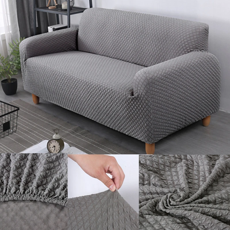 Плотный однотонный трикотажный чехол для дивана в форме буквы L гостиной