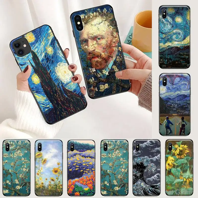 Арт Capinha para celular Ван Гог Bling милый чехол для телефона iphone 5 5s 5c se 6 6s 7 8 plus x xs xr 11 pro