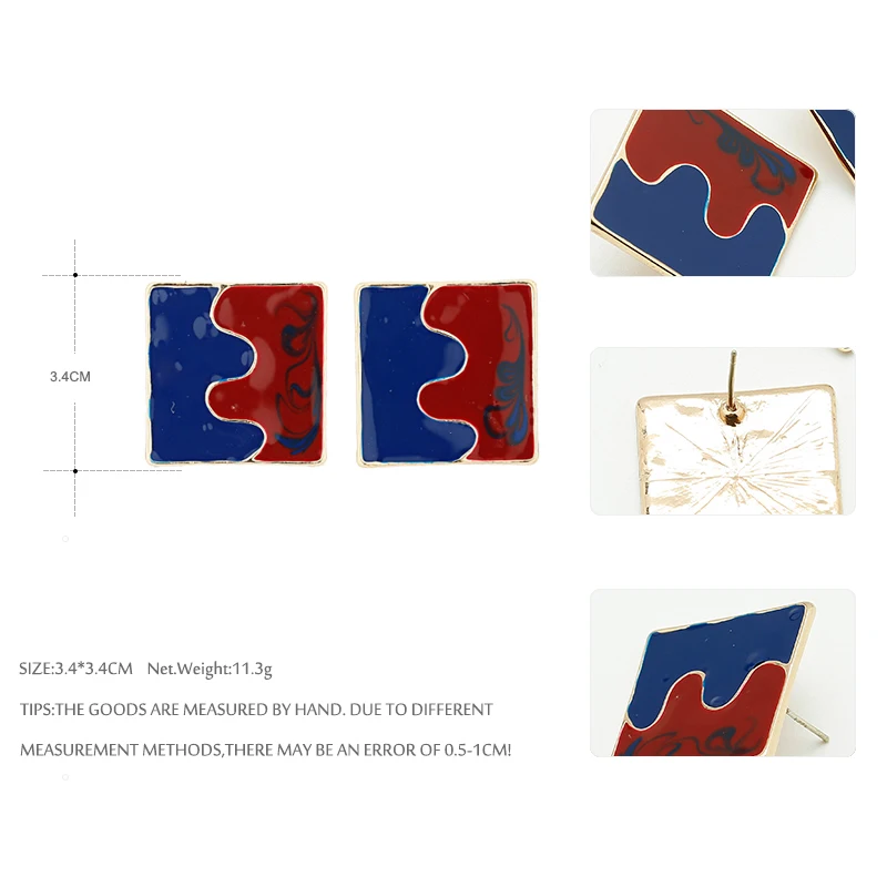 Женские серьги-гвоздики с квадратной геометрией Yhpup металлические серьги из