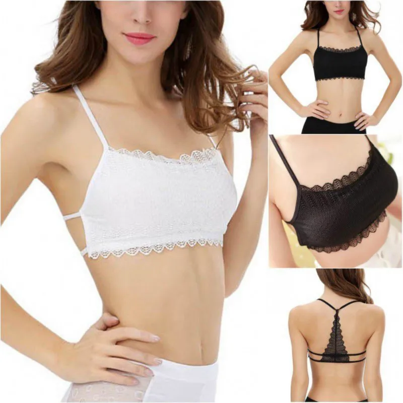 Женский кружевной красивый топ без рукавов с бретельками на спине Черный