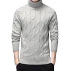 Свитер мужской с высоким воротником, плотный Теплый Зимний пуловер, повседневный Модный трикотажный свитер с геометрическим узором