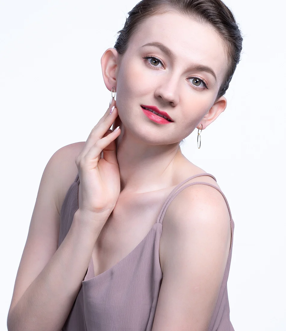 ORSA JEWELS Твердые 925 длинные висячие серьги Новейшие Стерлингового Серебра простые геометрические овальные висячие серьги женские ювелирные изделия SE184