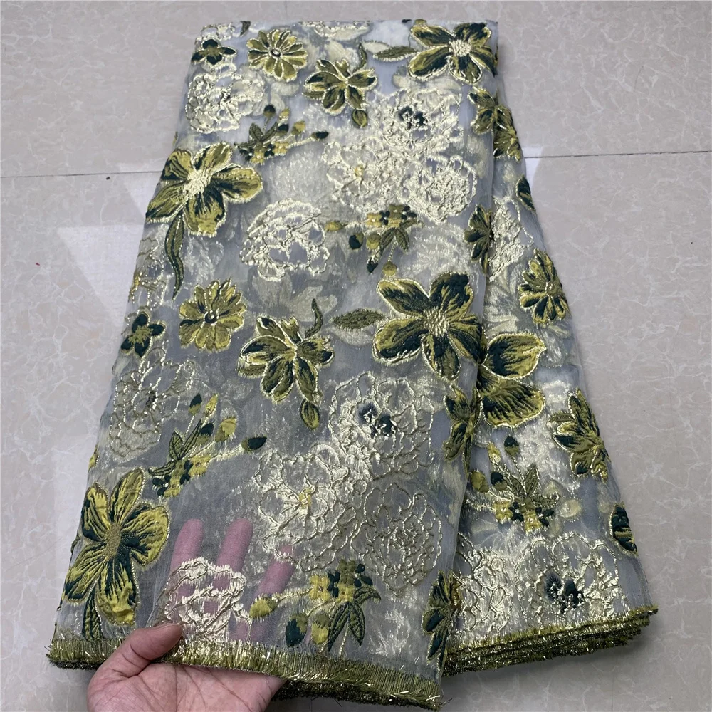 

Новое поступление, Нигерия, кружевная ткань из органзы, кружевная ткань с вырезами, высококачественные кружевные Блестки для африканского ...