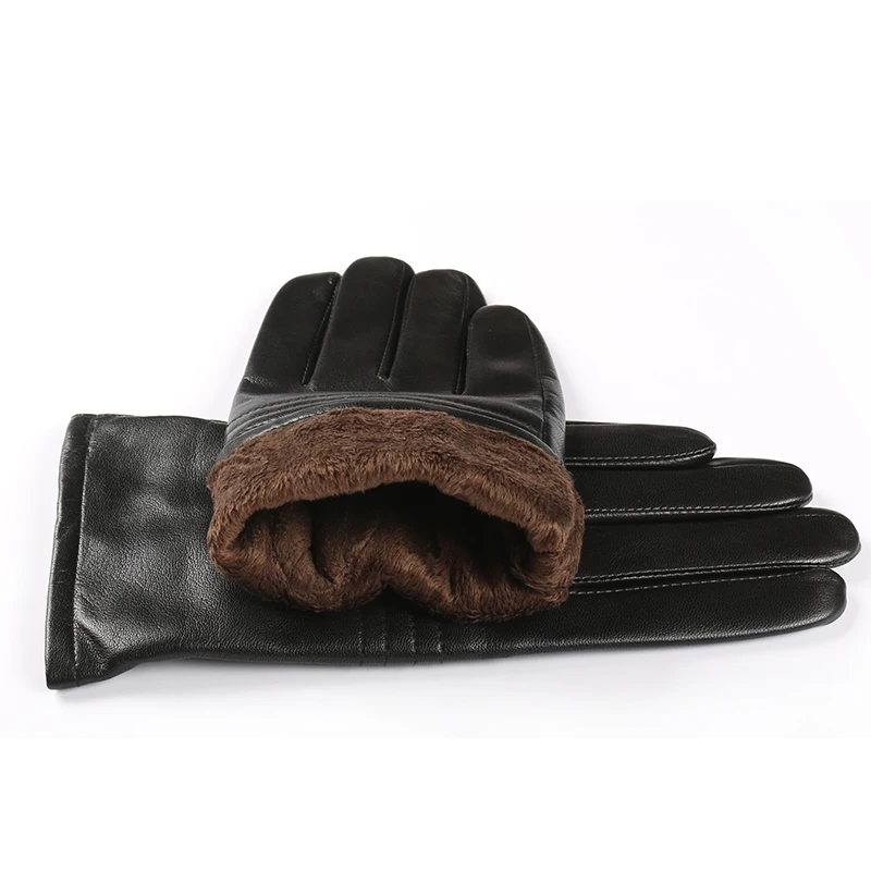 Перчатки NH мужские зимние из натуральной овечьей кожи теплые мягкие варежки для