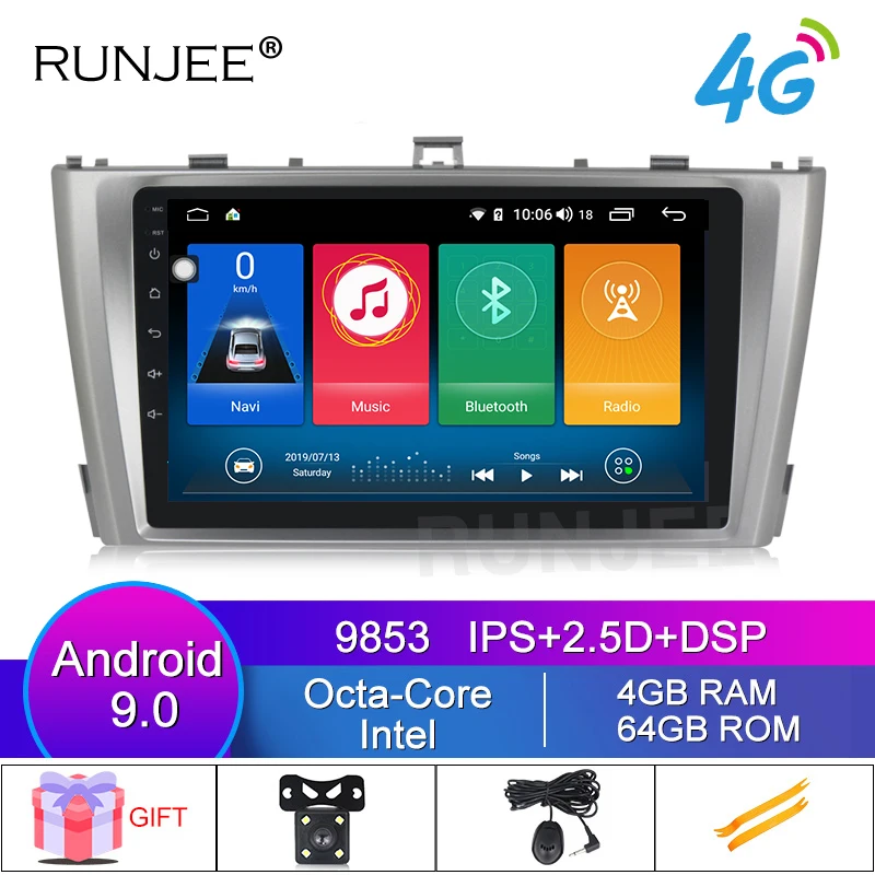 RUNJEE Android 9 Автомобильный DVD стерео мультимедийный плеер для TOYOTA Avensis 2009 2015 4G LTE