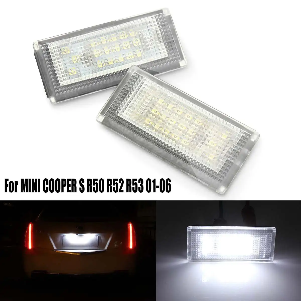 

Без ошибок, 18 светодиосветодиодный, 2 шт., подсветка номерного знака для BMW MINI COOPER R50 W10 TB86244 R52 W10 TF91466 S R53 W11 TK88239
