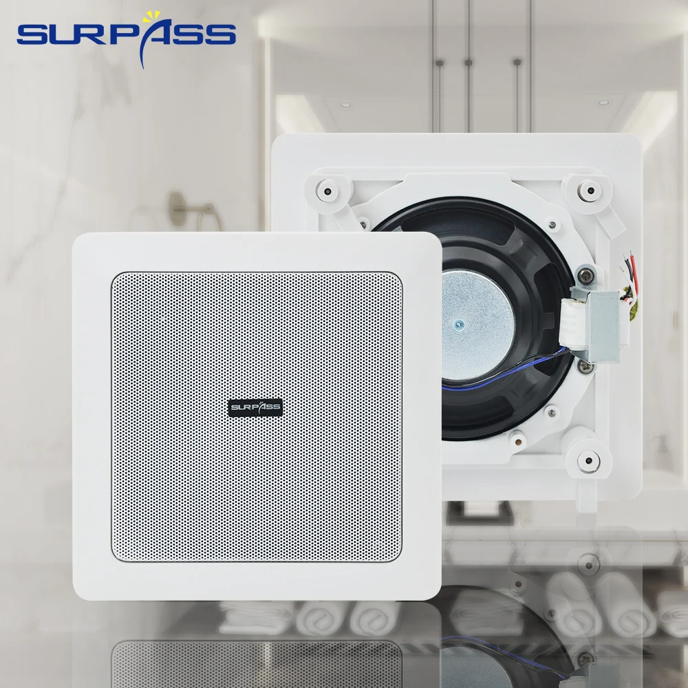

8'' Full Range Square Ceiling Speaker Public Broadcast Fashion 100V Loudspeaker for Park School Shopping Mall Railway Station