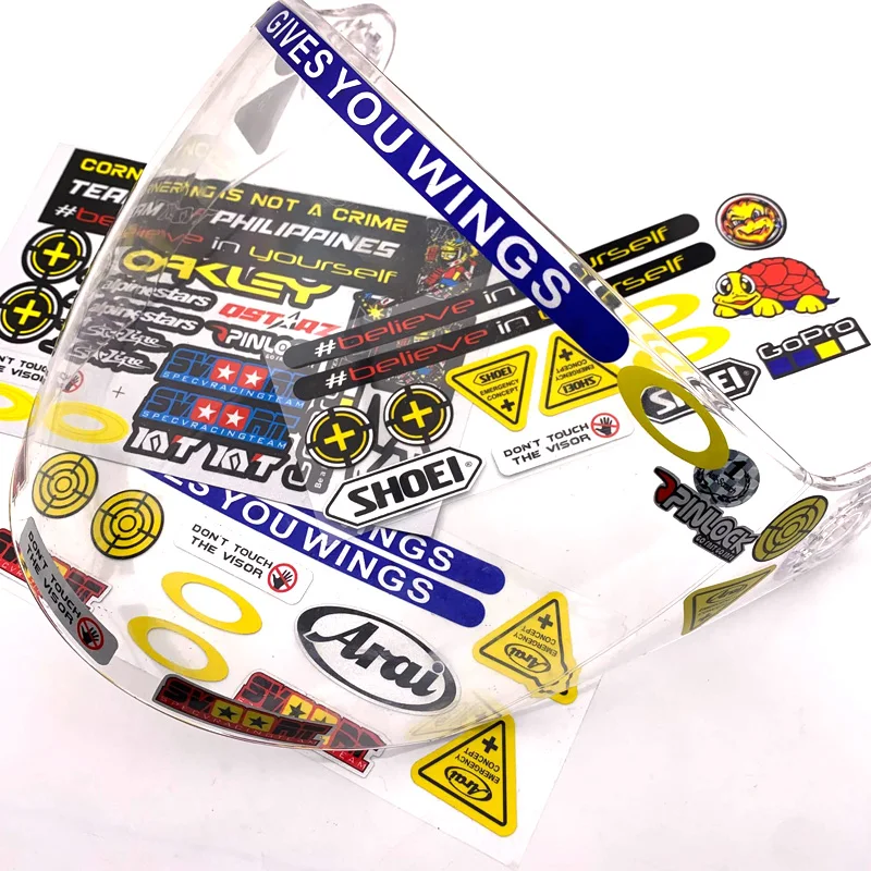 Перезаряжаемые наклейки на шлем козырек мотоцикла автомобиля стикер|Наклейки и